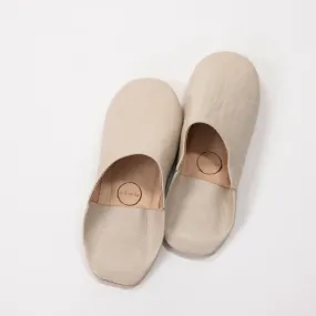 Moroccan Babouche Slippers, Chalk