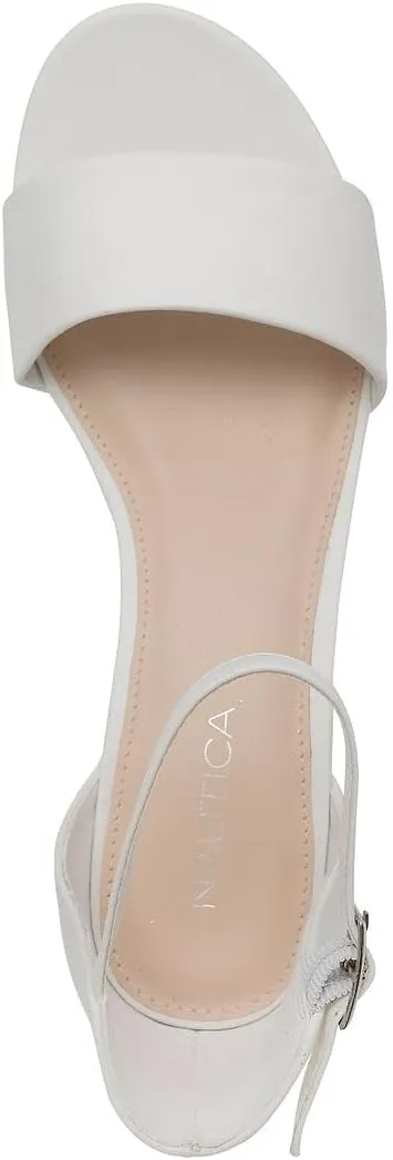 NAUTICA Women's Ankle Strap Low-Chunk Pump Sandal: Elegant Low-Block Heel Dress Shoe for Stylish Comfort-Yona