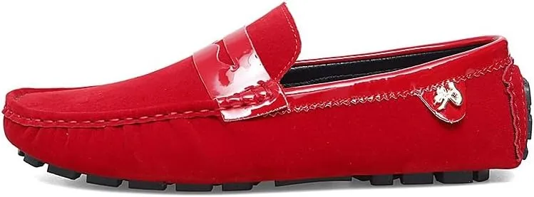 New Men's Loafers Round Toe PU Leather Penny Driving Loafers Flat Heel Anti-Slip Flexible Walking Classic Slip-ons