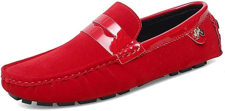 New Men's Loafers Round Toe PU Leather Penny Driving Loafers Flat Heel Anti-Slip Flexible Walking Classic Slip-ons