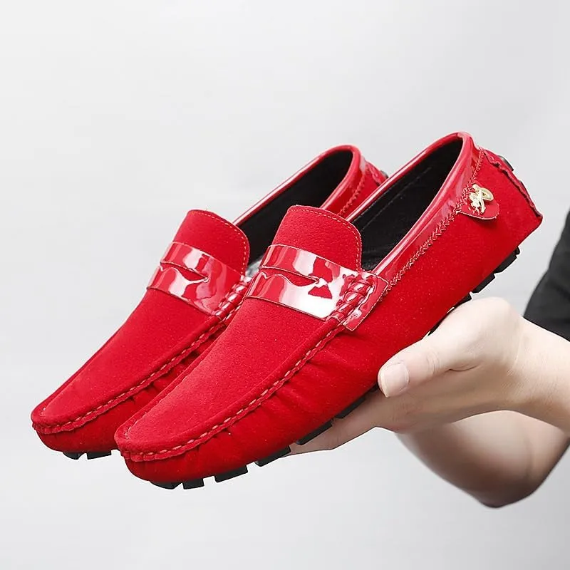 New Men's Loafers Round Toe PU Leather Penny Driving Loafers Flat Heel Anti-Slip Flexible Walking Classic Slip-ons