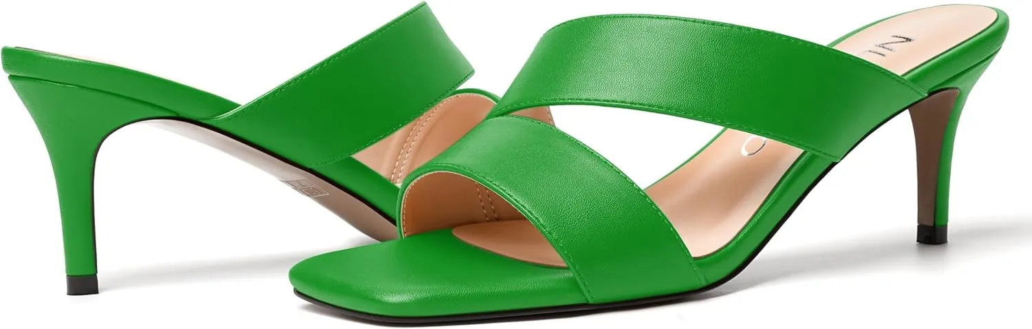 NUMALEO Womens Matte Slip On Party Open Toe Casual stylish Stiletto Mid Heel Heeled Sandals 2.5 Inch