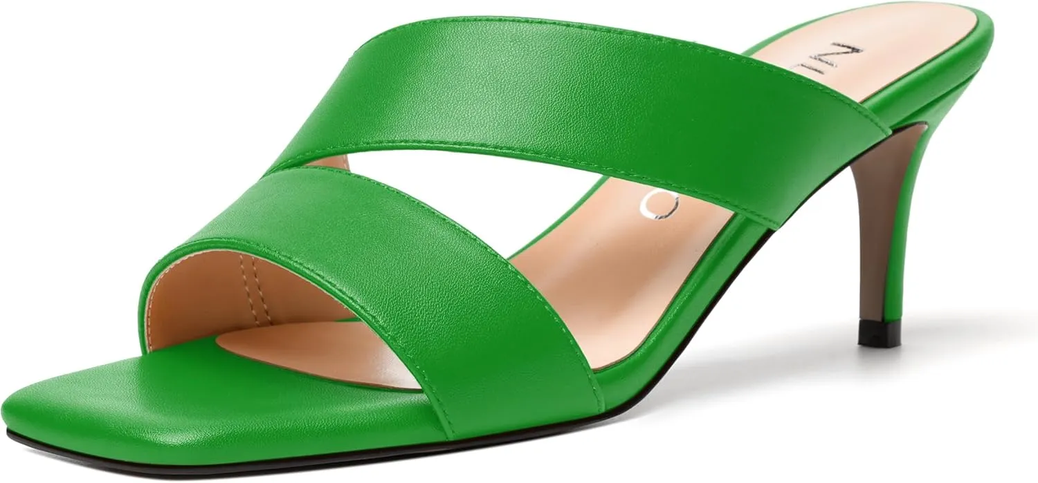 NUMALEO Womens Matte Slip On Party Open Toe Casual stylish Stiletto Mid Heel Heeled Sandals 2.5 Inch