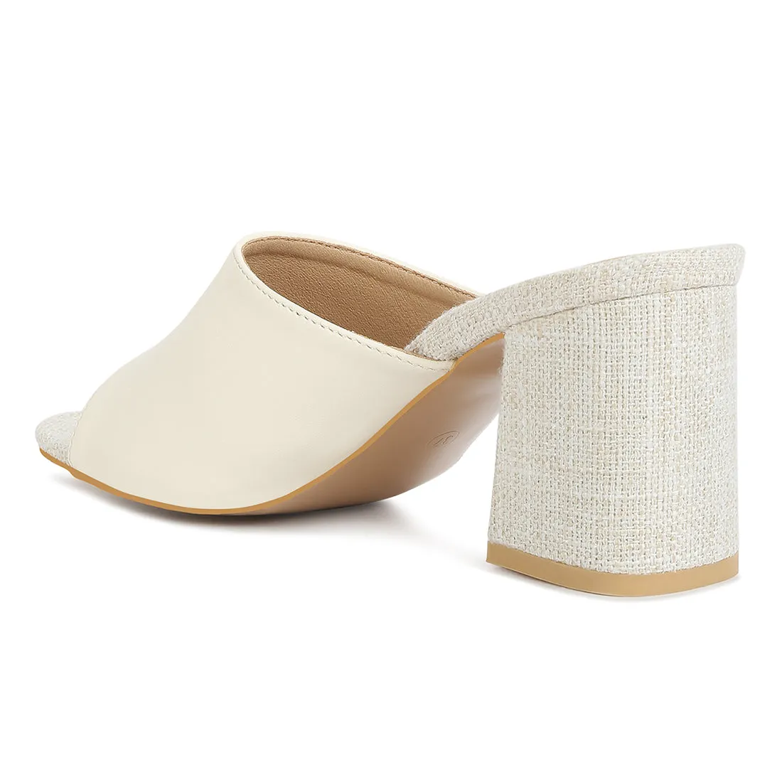 PU Block Heel Slip On Sandals