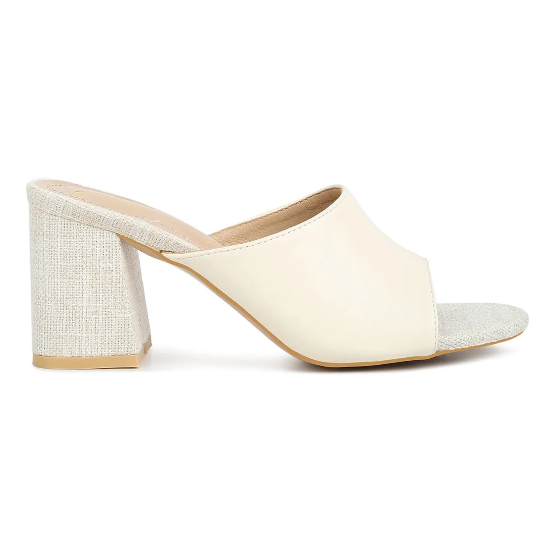 PU Block Heel Slip On Sandals