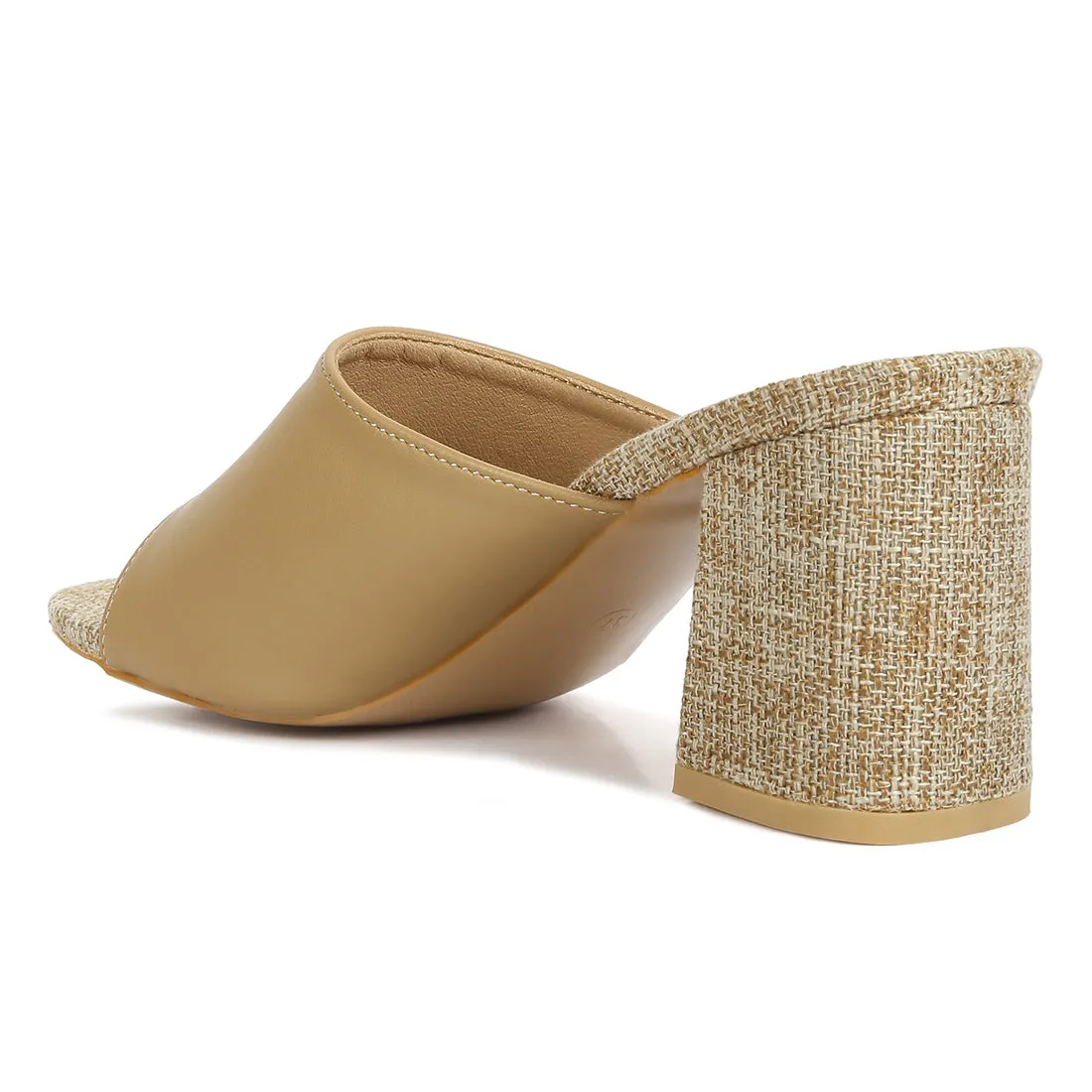 PU Block Heel Slip On Sandals