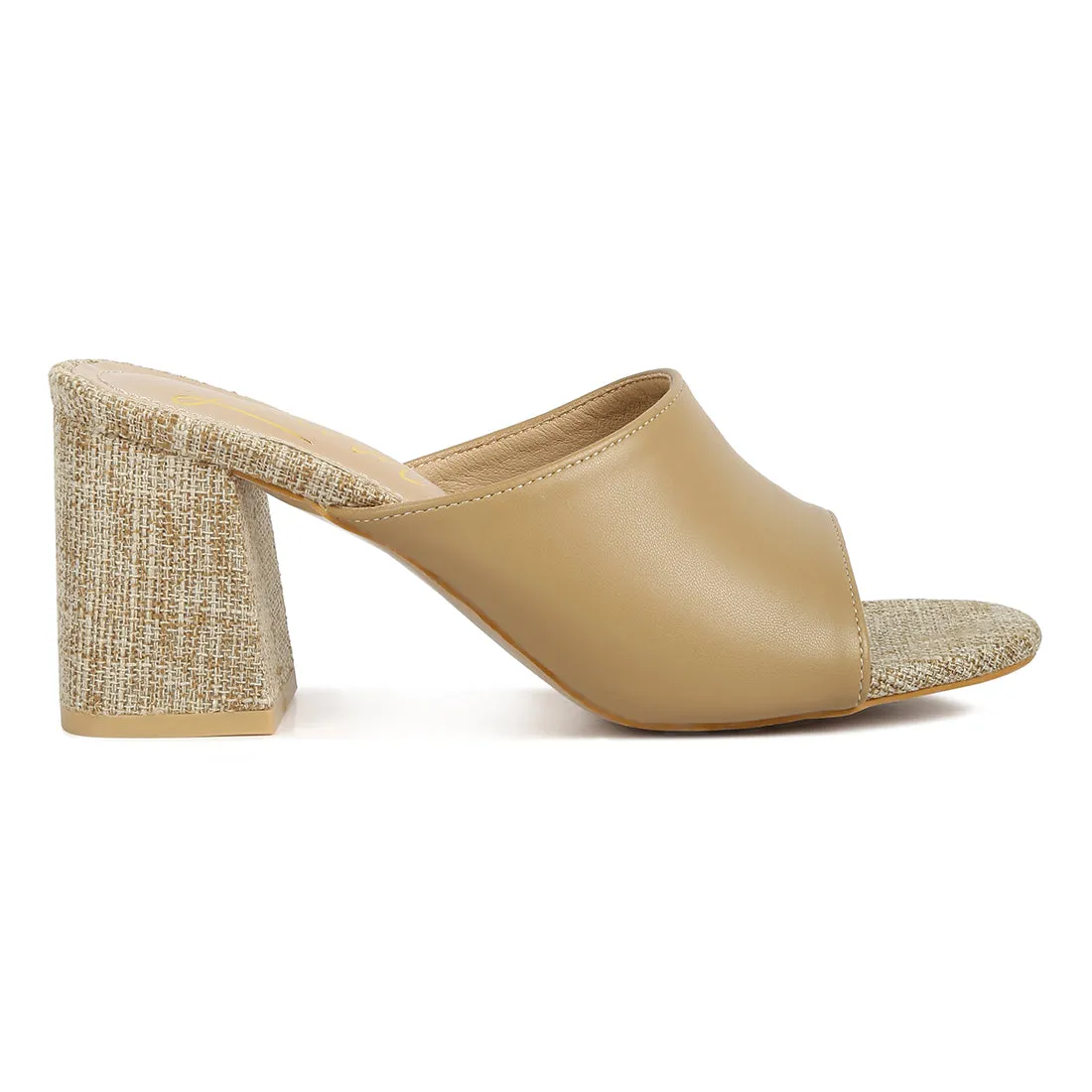 PU Block Heel Slip On Sandals
