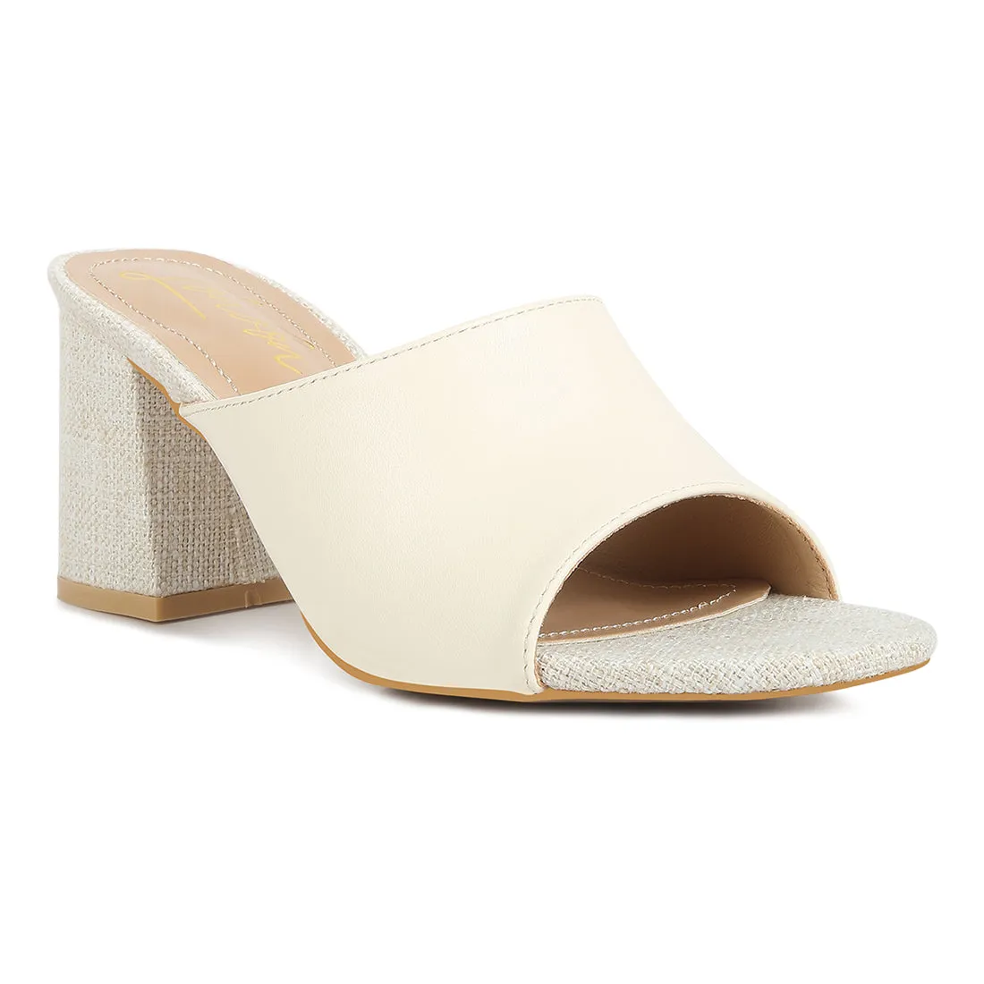 PU Block Heel Slip On Sandals