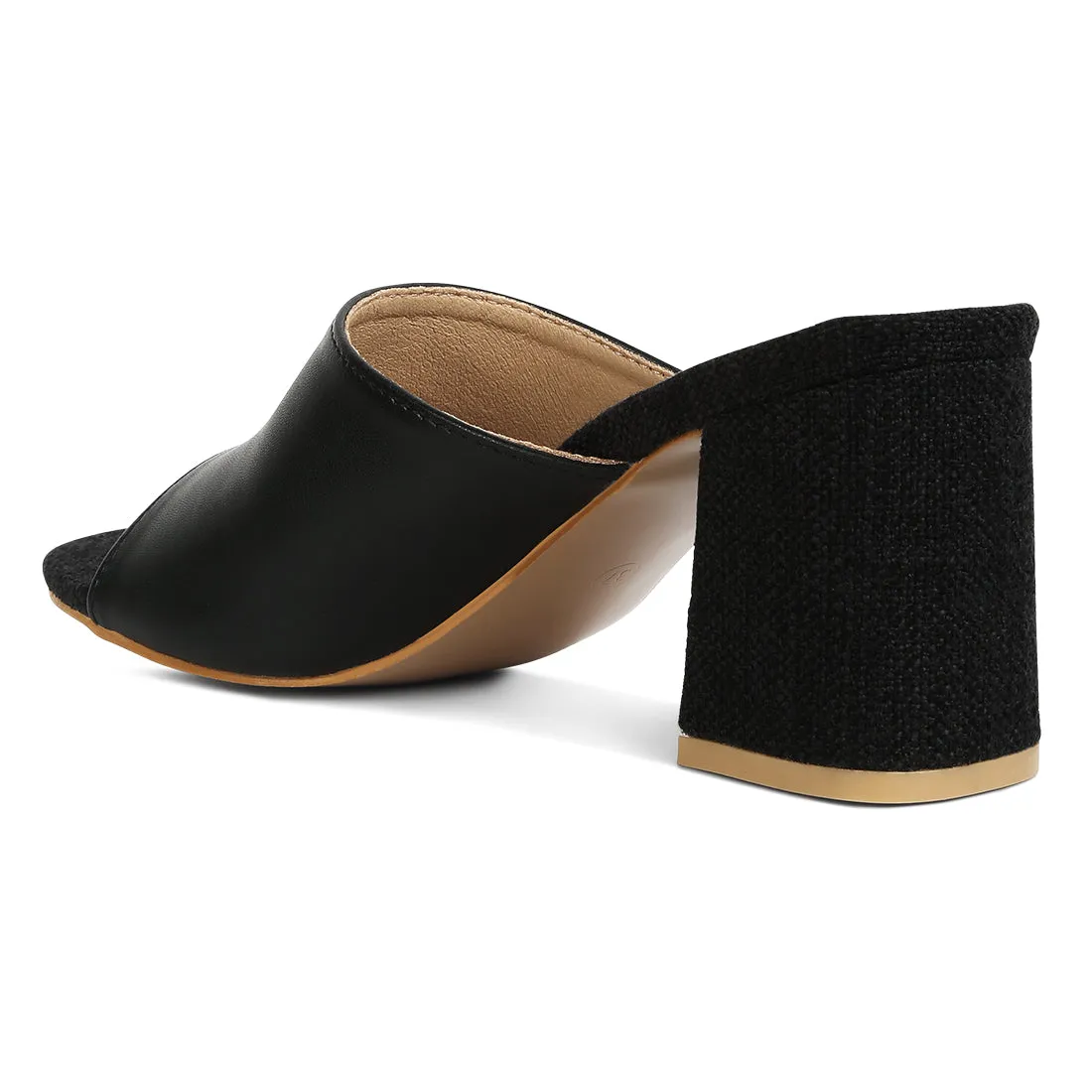 PU Block Heel Slip On Sandals