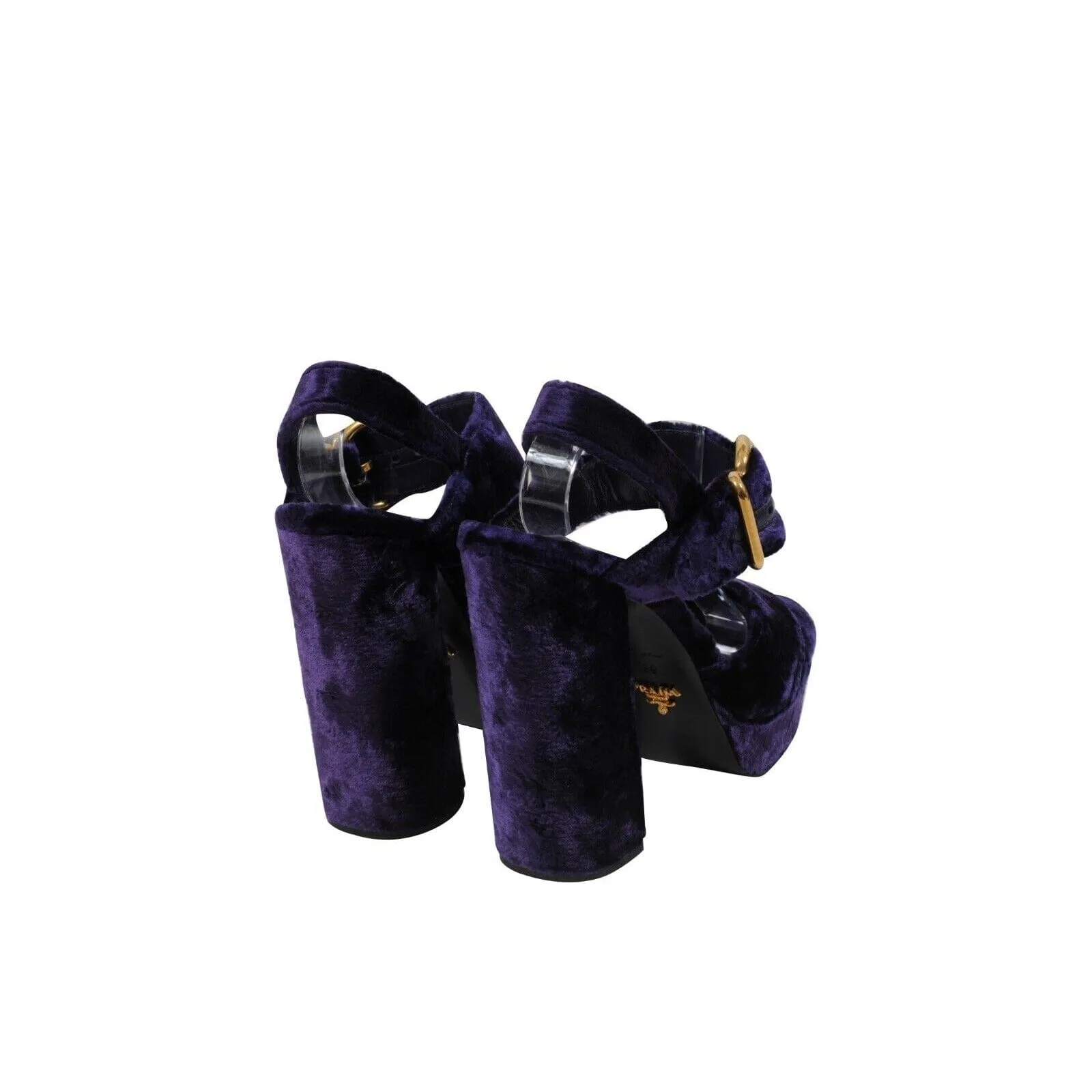 Purple Crushed Velvet Platform Sandals 130mm Heels