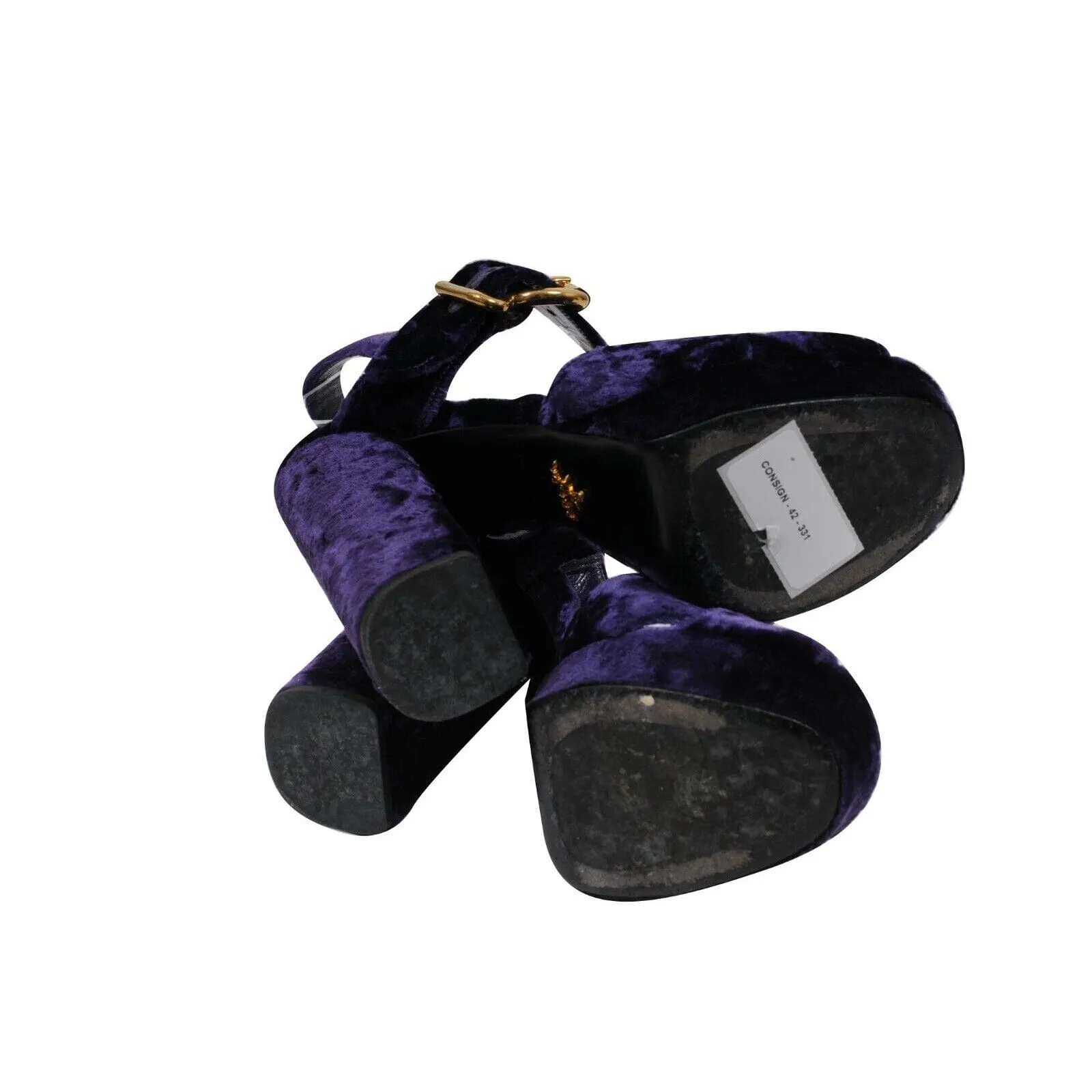 Purple Crushed Velvet Platform Sandals 130mm Heels