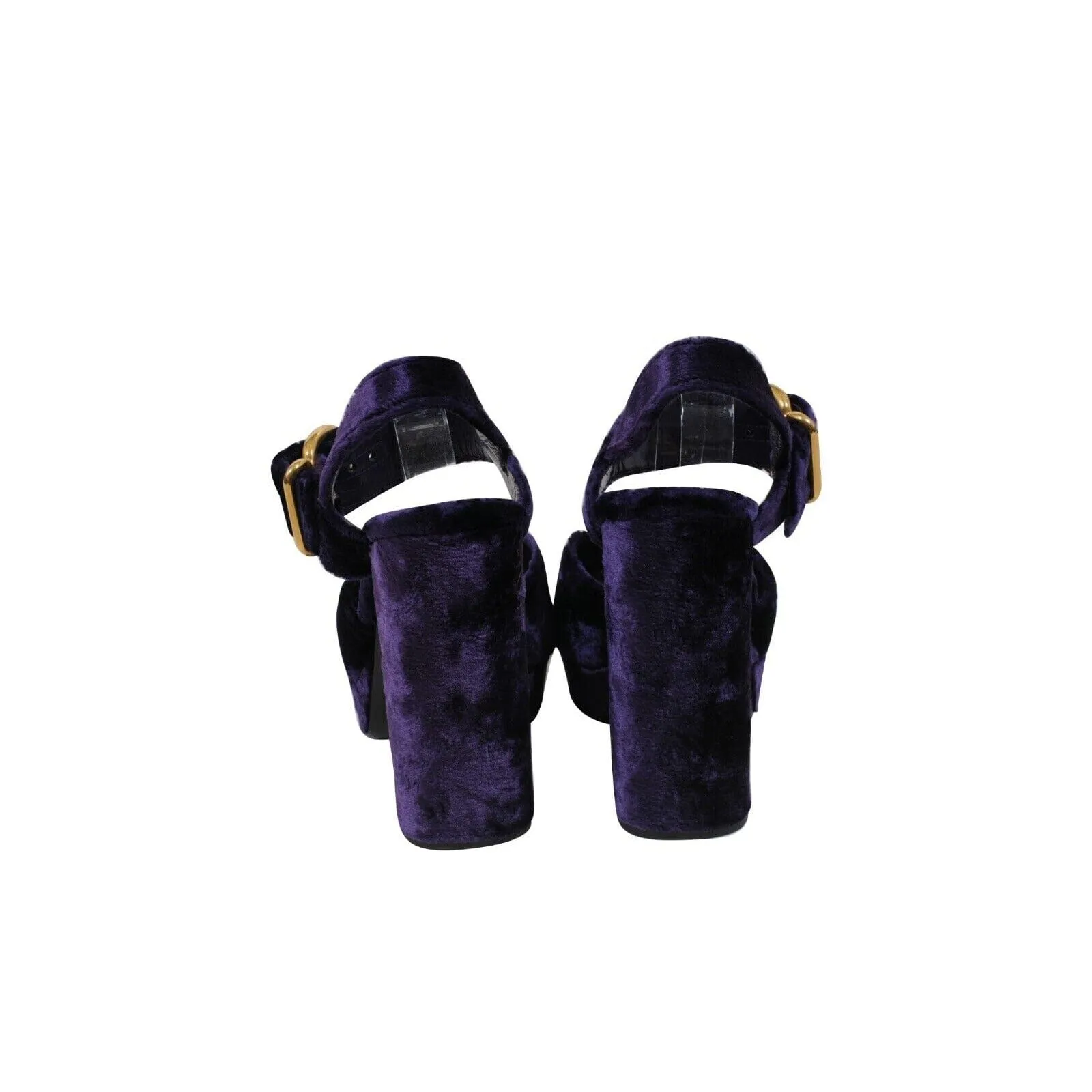 Purple Crushed Velvet Platform Sandals 130mm Heels
