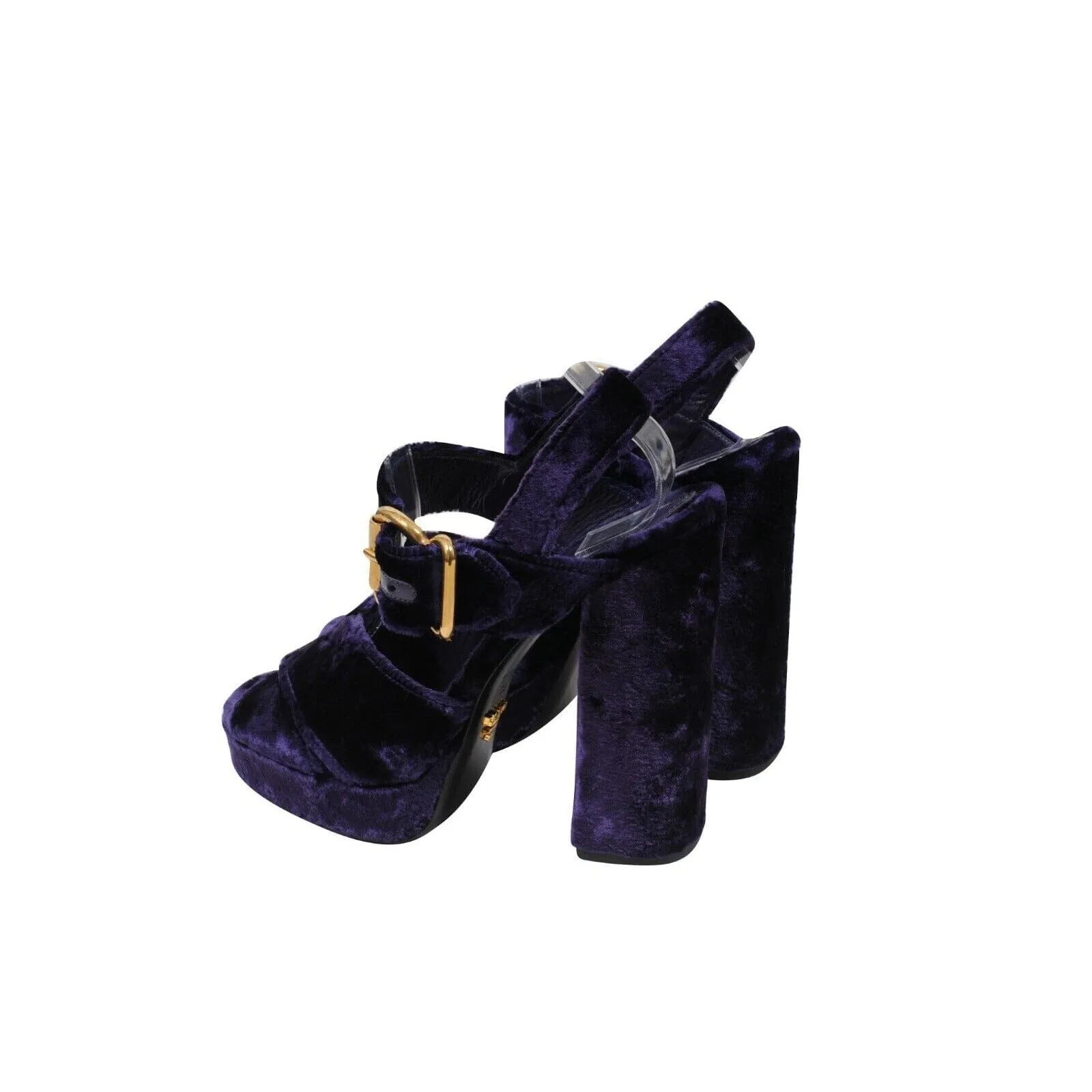 Purple Crushed Velvet Platform Sandals 130mm Heels