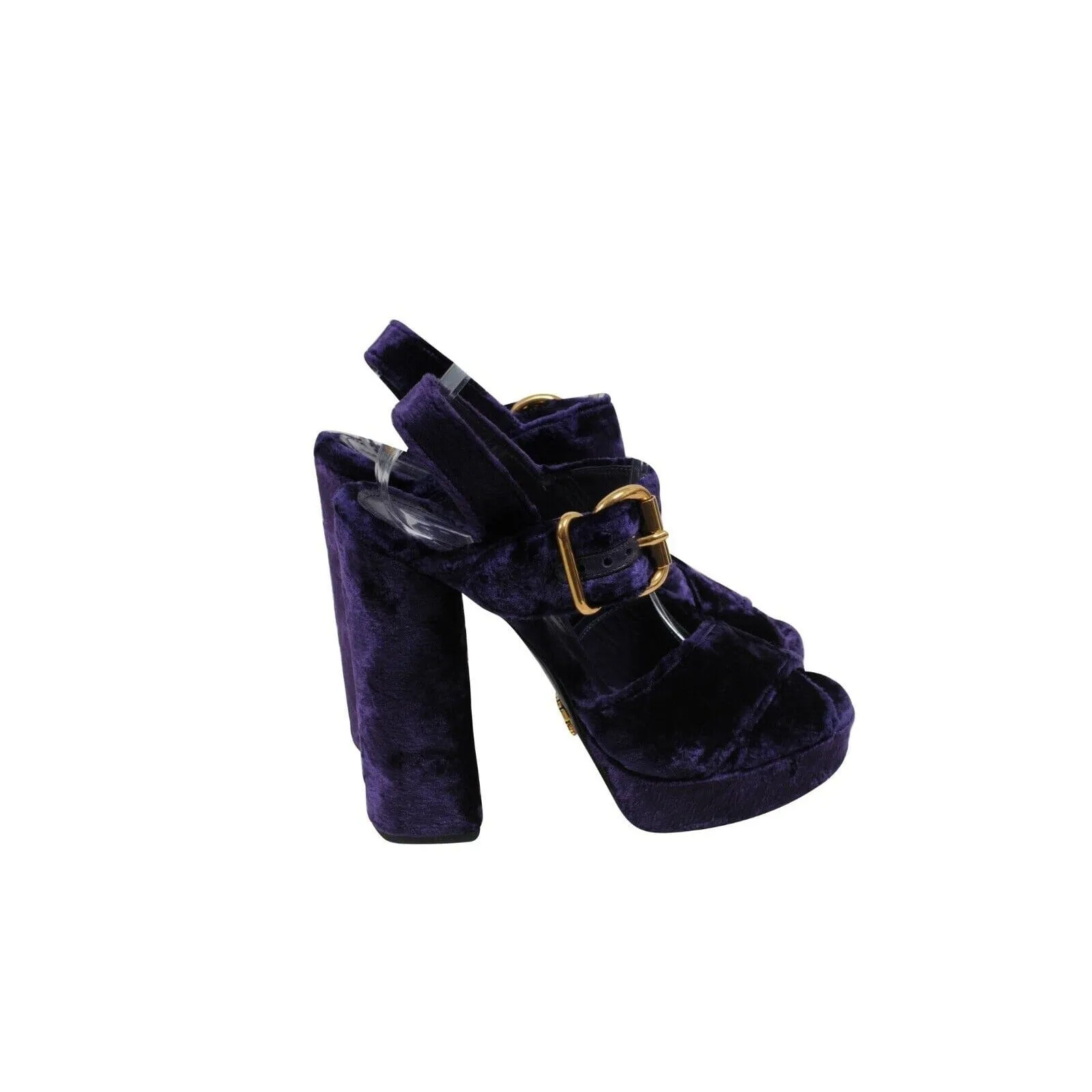 Purple Crushed Velvet Platform Sandals 130mm Heels