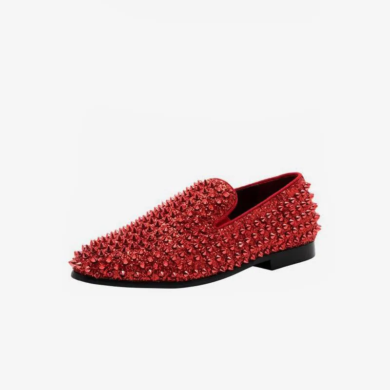Sequined Glitter Spikes Rivets Loafer