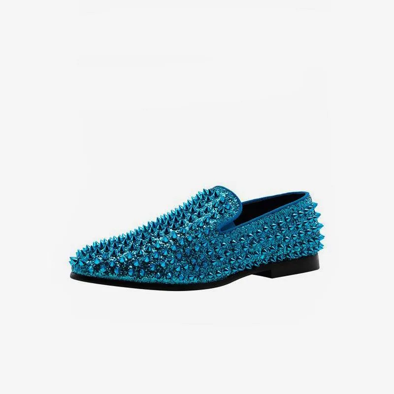 Sequined Glitter Spikes Rivets Loafer