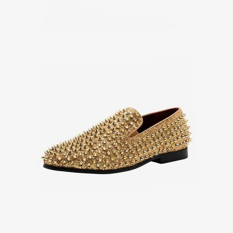 Sequined Glitter Spikes Rivets Loafer