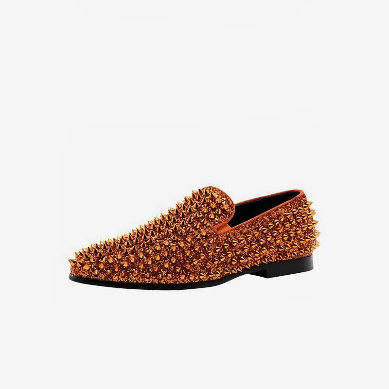 Sequined Glitter Spikes Rivets Loafer