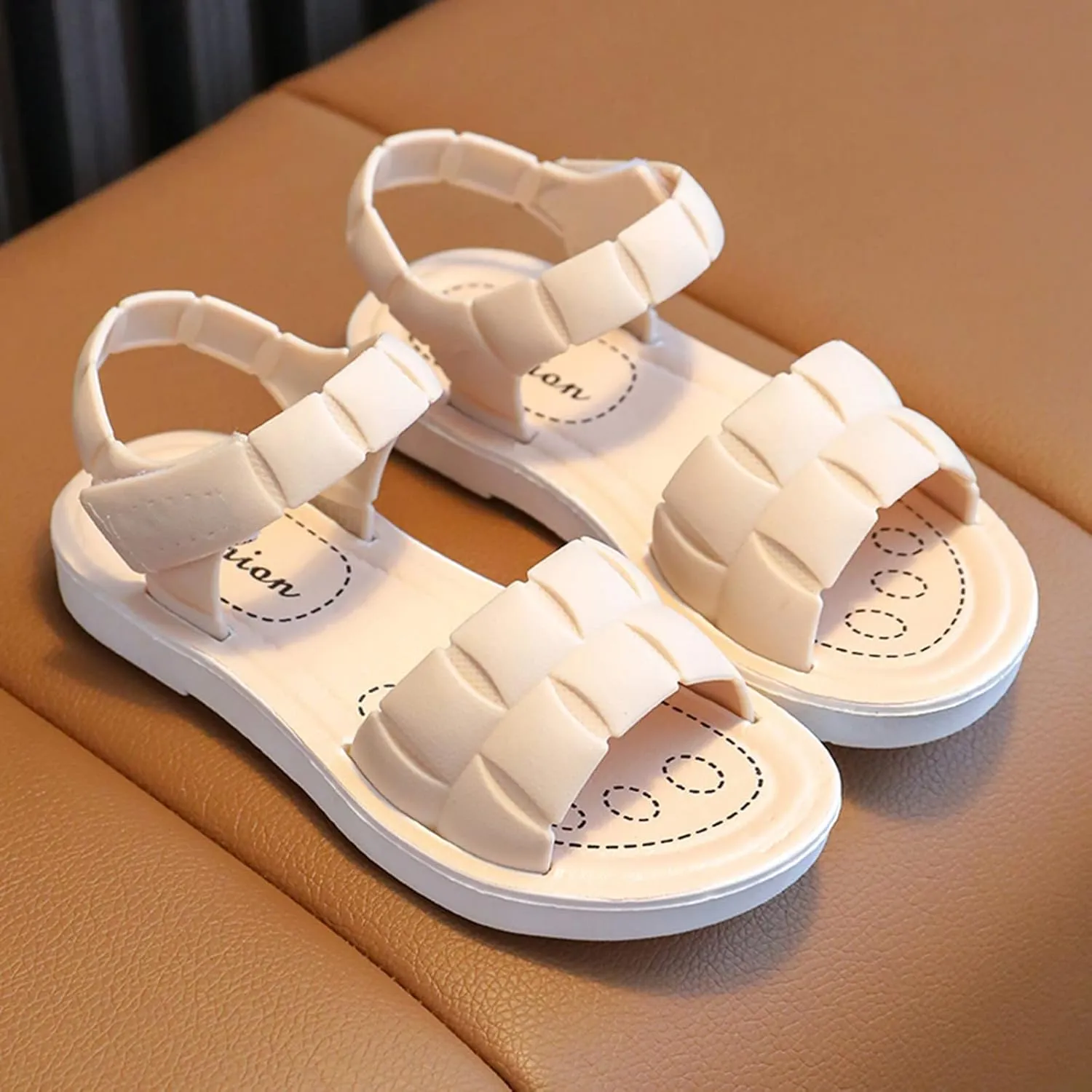 Toddler Girls Sandals Soft Flat Shoes Fashion Comfortable Open Toe Lightweight Princess (White, 11.5 Little Child)