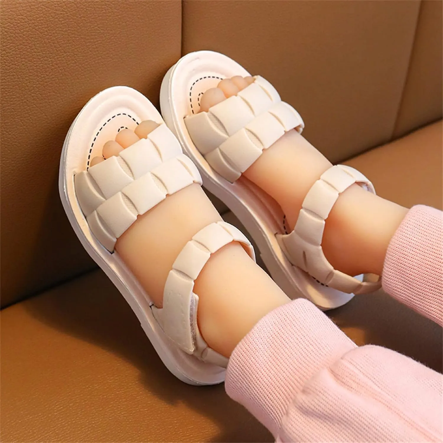 Toddler Girls Sandals Soft Flat Shoes Fashion Comfortable Open Toe Lightweight Princess (White, 11.5 Little Child)