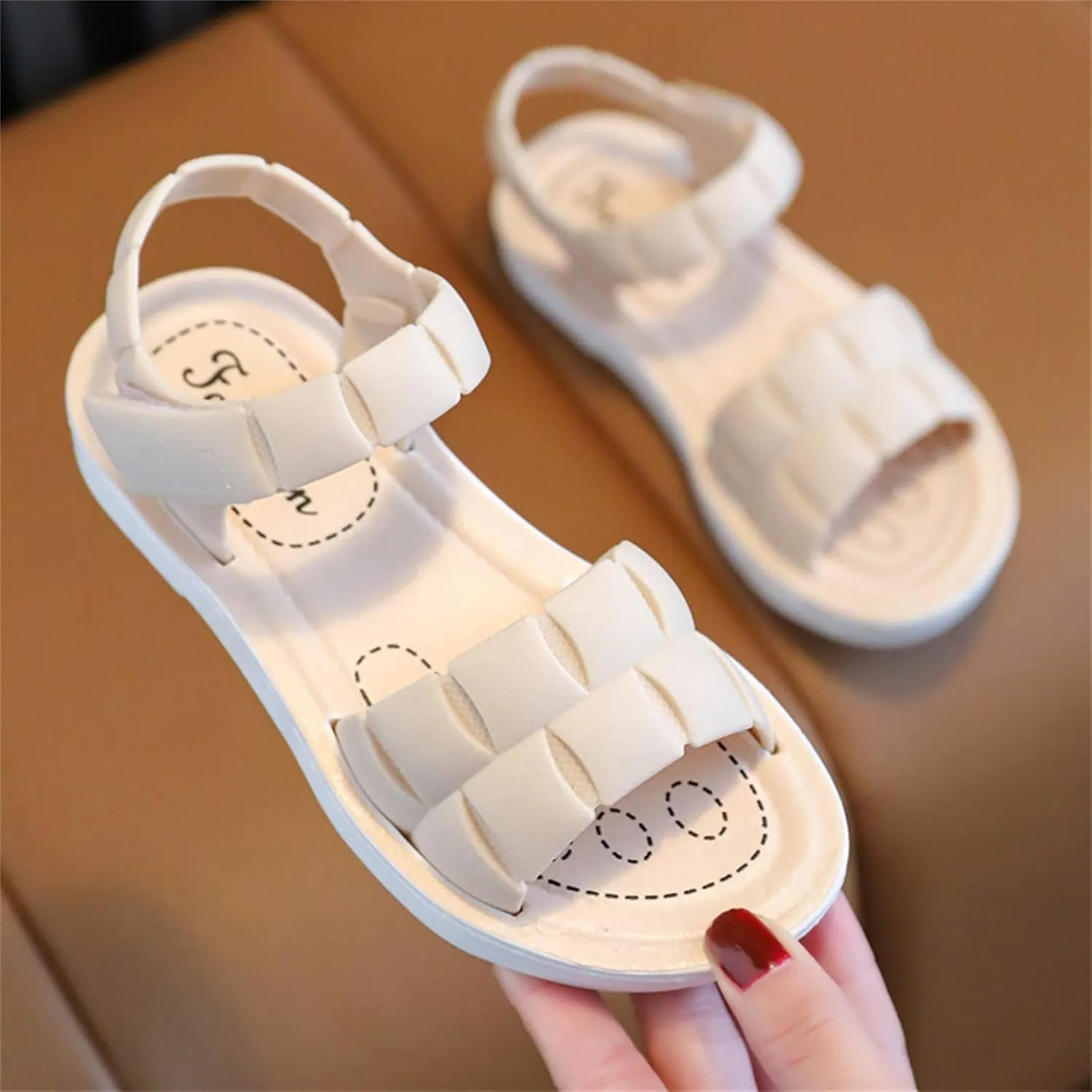 Toddler Girls Sandals Soft Flat Shoes Fashion Comfortable Open Toe Lightweight Princess (White, 11.5 Little Child)