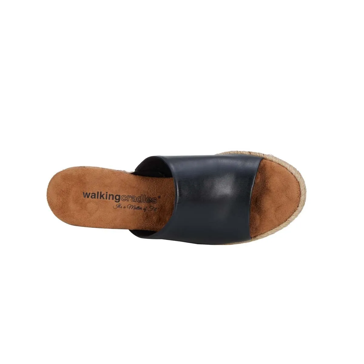 Walking Cradles Adele Women Wedge Slide Sandal In Black Nappa Leather