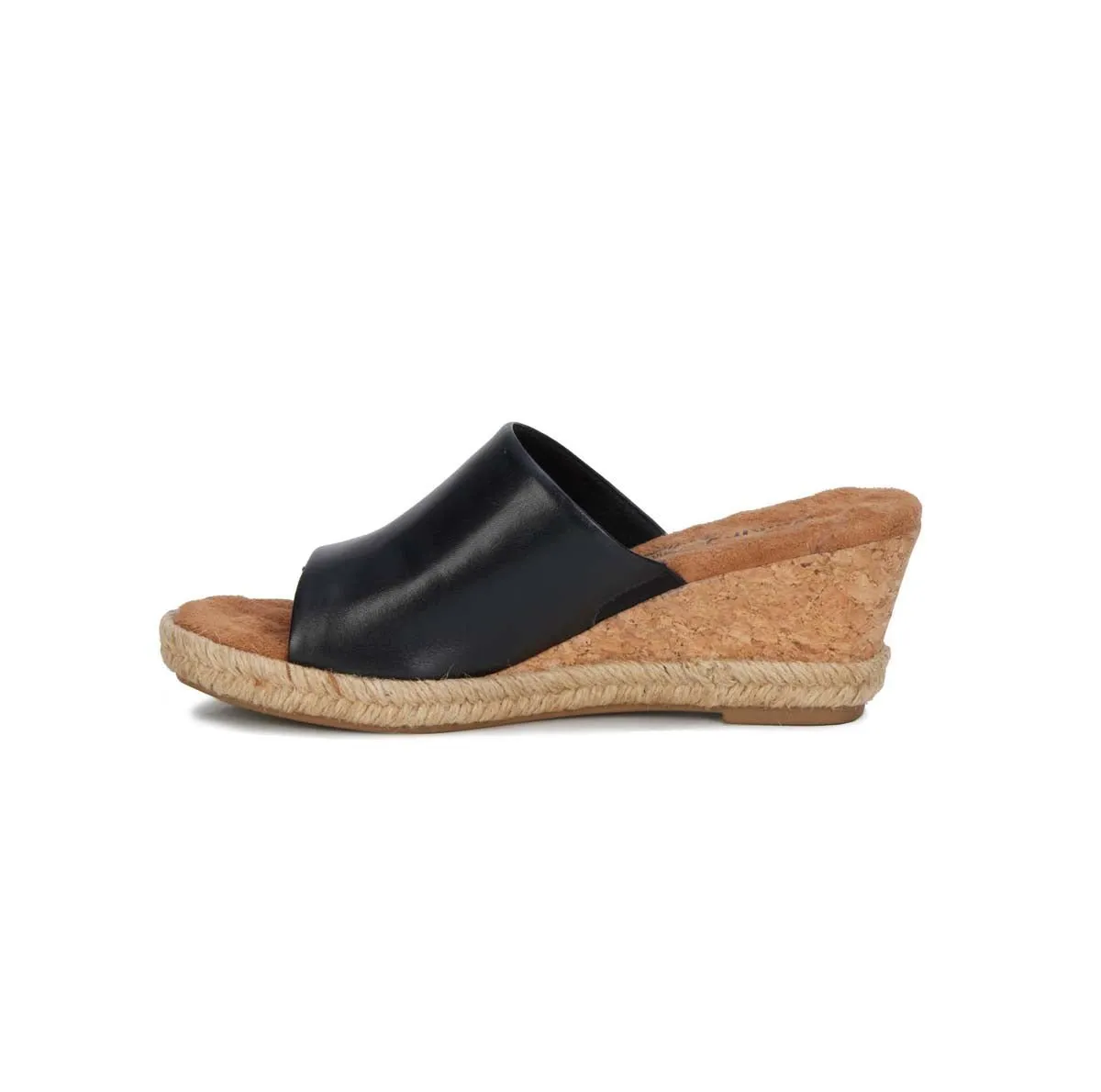 Walking Cradles Adele Women Wedge Slide Sandal In Black Nappa Leather