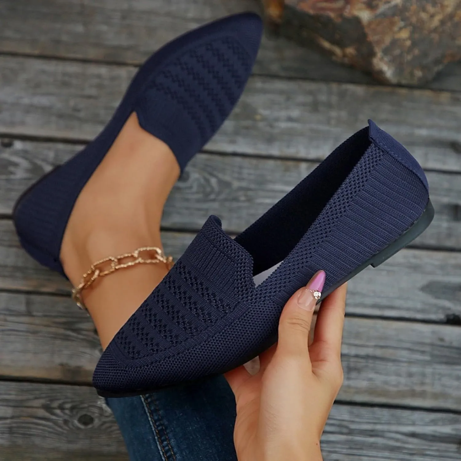Women's Casual Flat Shoes Summer Slip On Work Shoes Soft Wide Width Dress Sneakers Comfortable Mesh Breathable Sneakers
