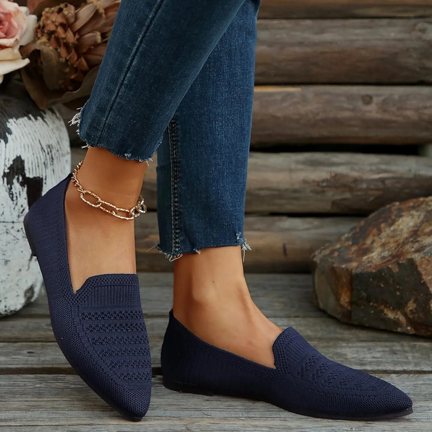 Women's Casual Flat Shoes Summer Slip On Work Shoes Soft Wide Width Dress Sneakers Comfortable Mesh Breathable Sneakers