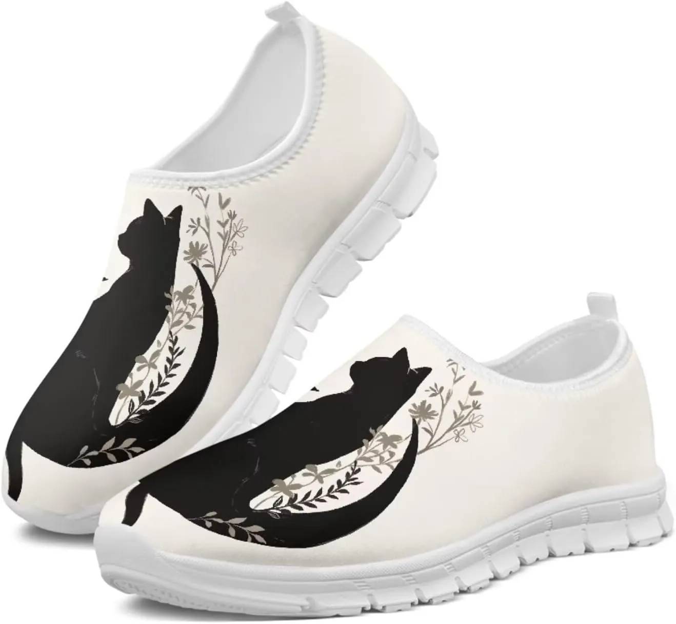 Women's Cat Print Outdoor Loafers Wide Driving Shoes Classic Business Work Flats Loafer Size 5-13
