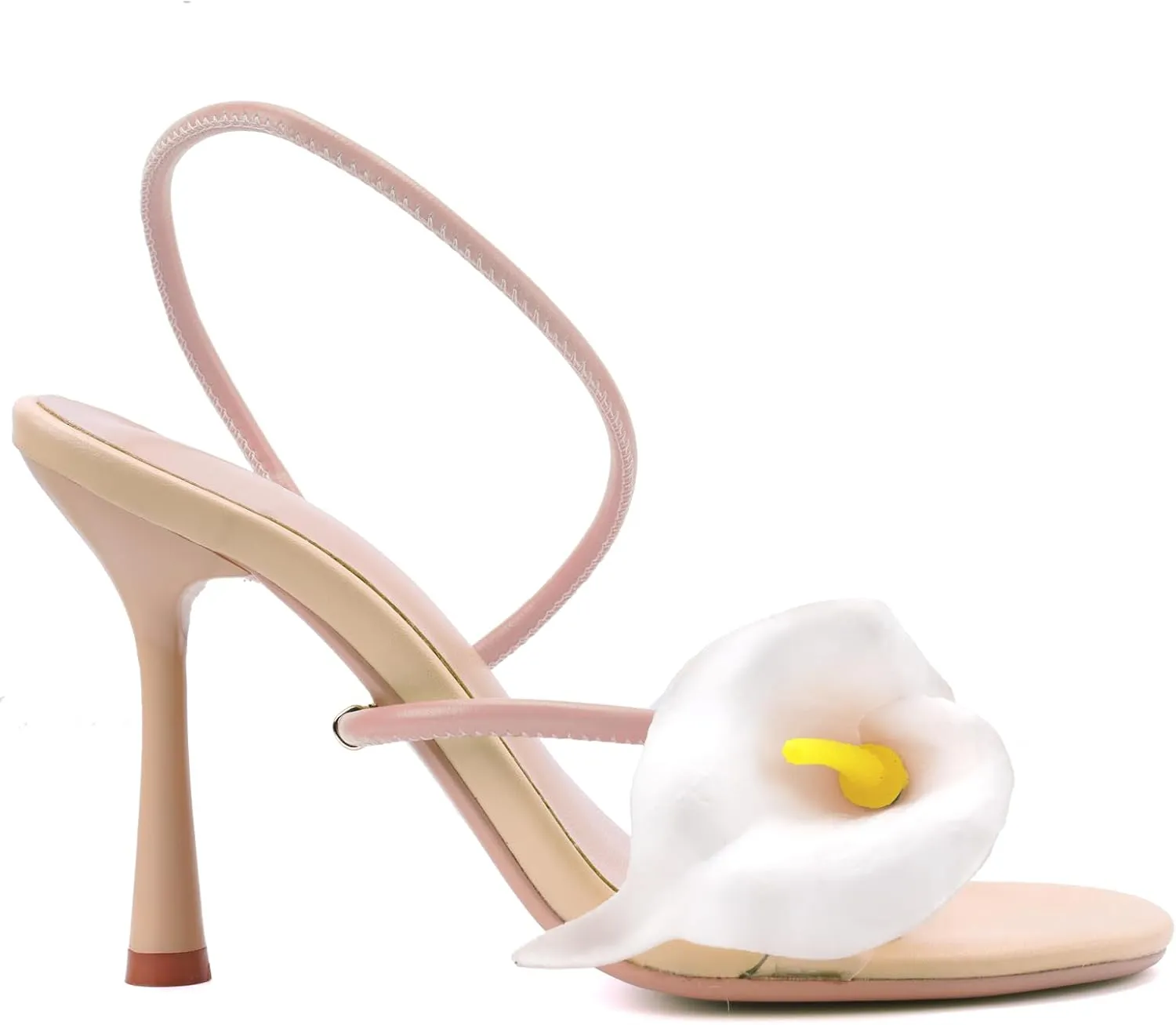 Women's Flower High Heels Open Toe Fine Heels Sexy Strappy Wedding Birthday Dress Heel Sandals
