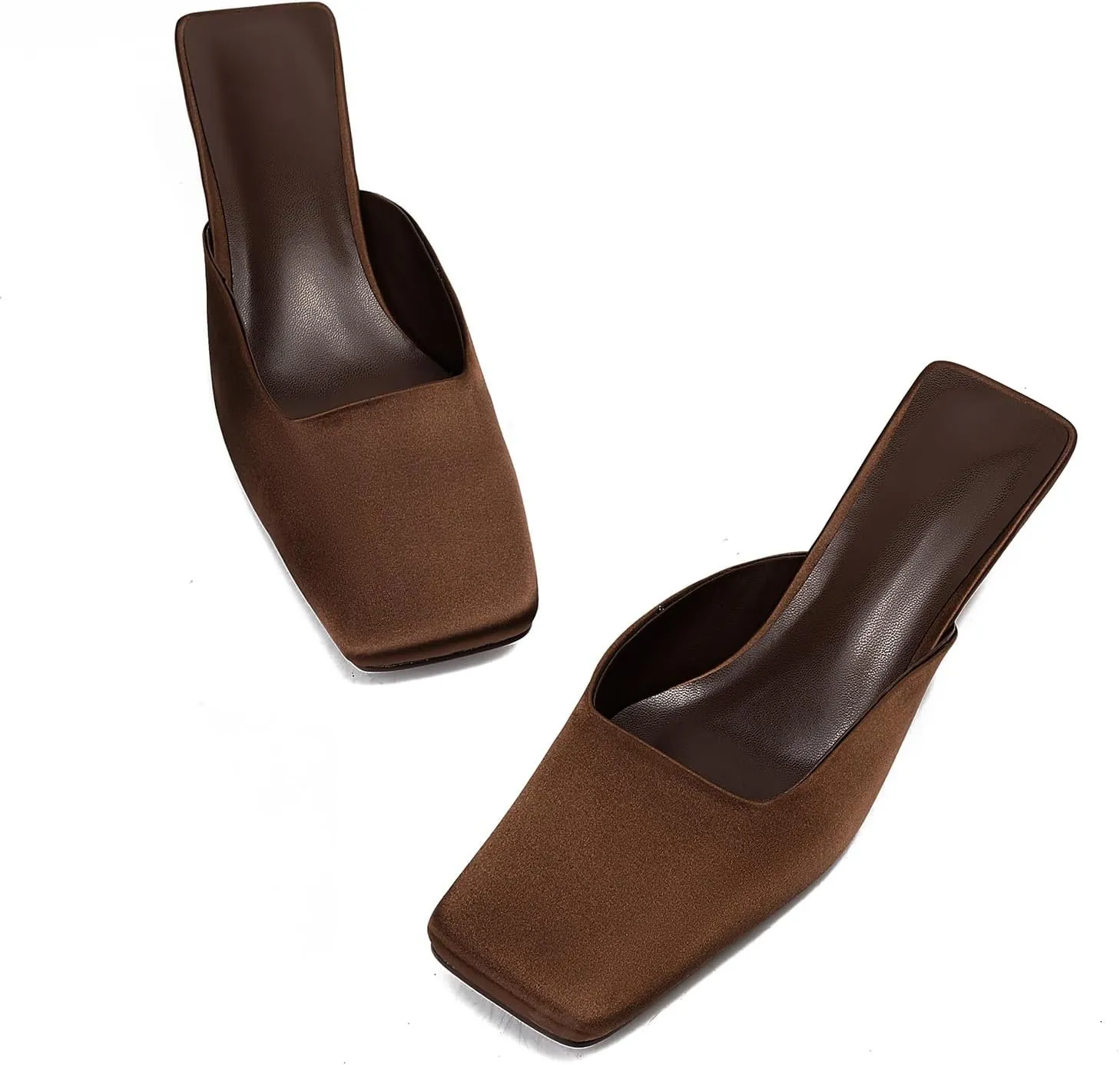 Women's Mules Low Heels Square Closed Toe Heel Comfortable Slip On Sandals Backless Dress Shoes