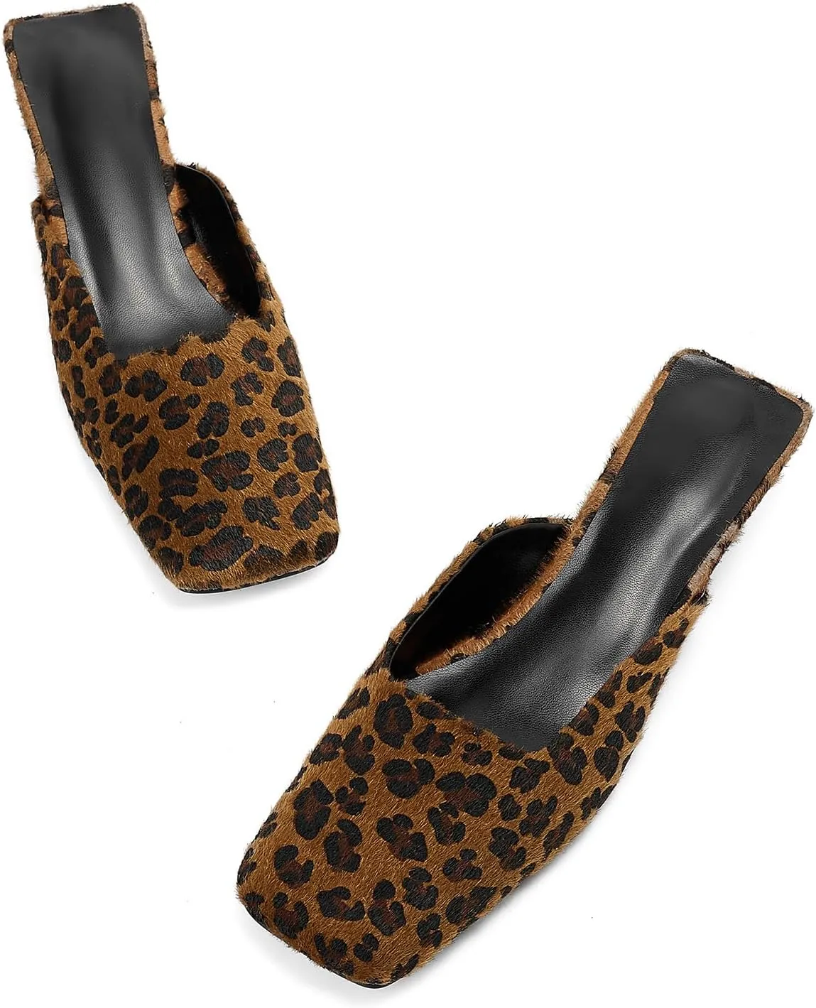 Women's Mules Low Heels Square Closed Toe Heel Comfortable Slip On Sandals Backless Dress Shoes