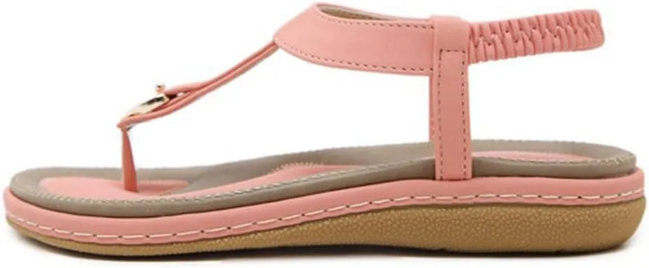 Youllyuu Women Bohemian Beach Flip Flops Soft Flat Sandals Plus Size Wedge Sandals