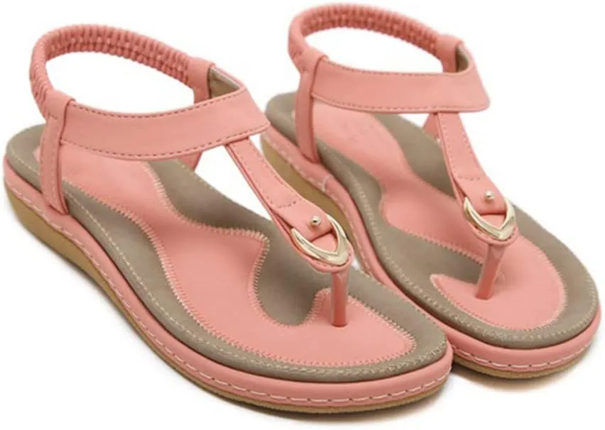 Youllyuu Women Bohemian Beach Flip Flops Soft Flat Sandals Plus Size Wedge Sandals