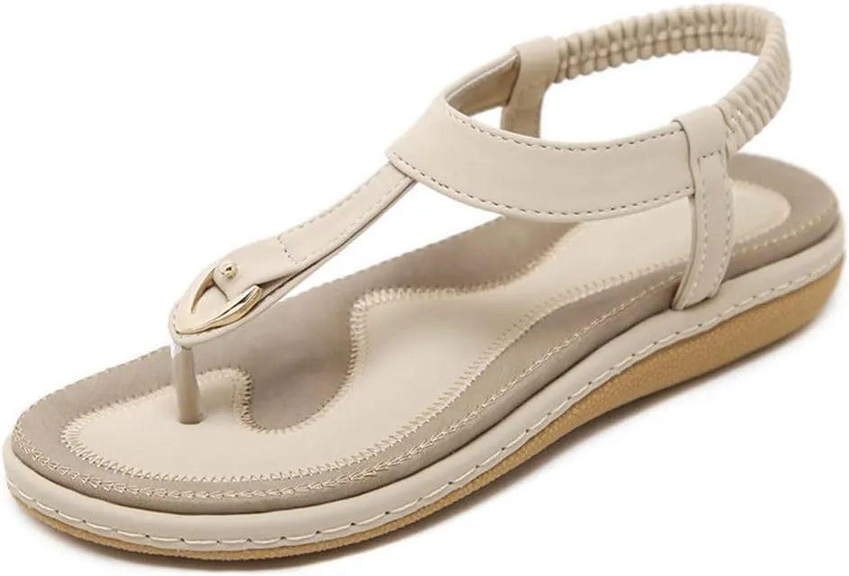 Youllyuu Women Bohemian Beach Flip Flops Soft Flat Sandals Plus Size Wedge Sandals
