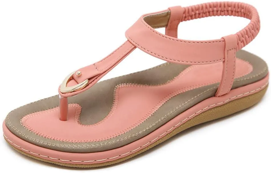 Youllyuu Women Bohemian Beach Flip Flops Soft Flat Sandals Plus Size Wedge Sandals