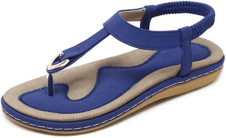 Youllyuu Women Bohemian Beach Flip Flops Soft Flat Sandals Plus Size Wedge Sandals